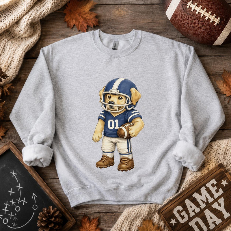 Personalized Dog Breed Football Sweatshirt, Custom Choose Your Dog Player, Game Day Dog Mom Dad Gift for Pet Lovers and Sports Fans