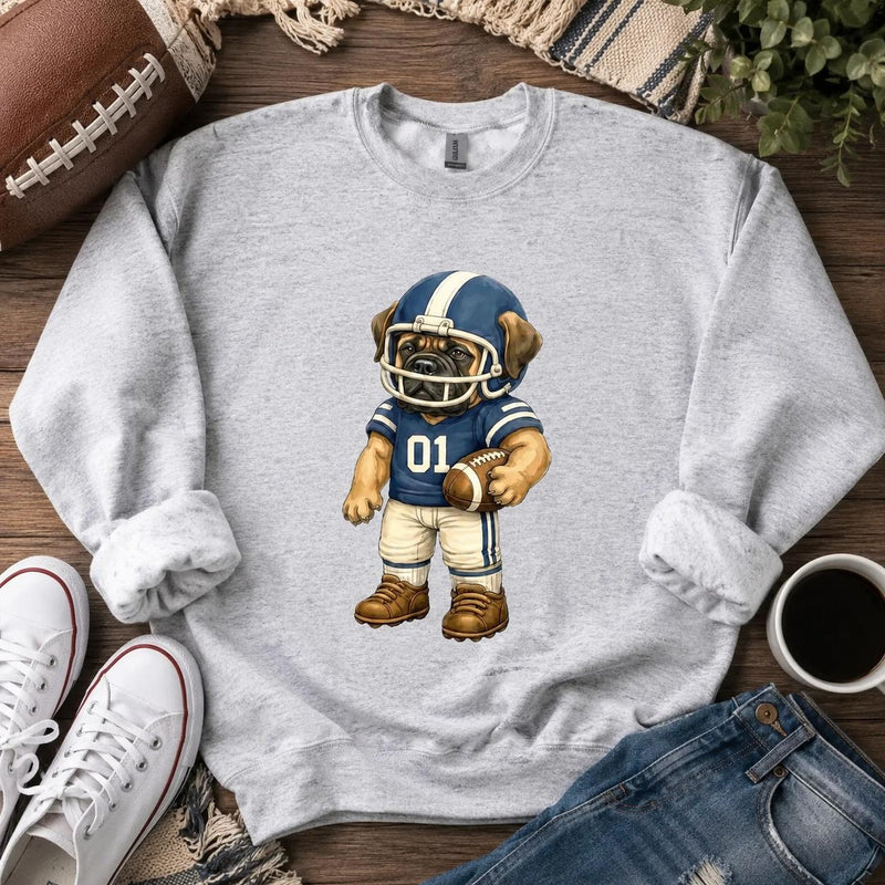 Personalized Dog Breed Football Sweatshirt, Custom Choose Your Dog Player, Game Day Dog Mom Dad Gift for Pet Lovers and Sports Fans