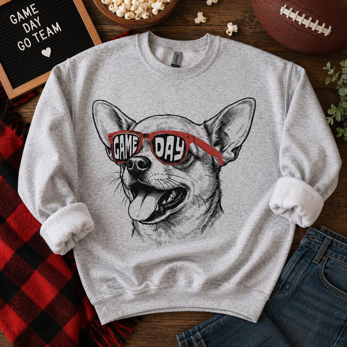 Personalized Dog Breed Game Day Sweatshirt, Custom Choose Your Dog, Football Pet Lover Gift for Dog Mom Dad Fall Sports Fans