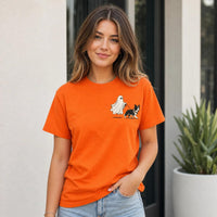Personalized Dog Breed Ghost Walking Pet Halloween T-Shirt, Cute Fall Spooky Season Dog Mom Graphic Tee