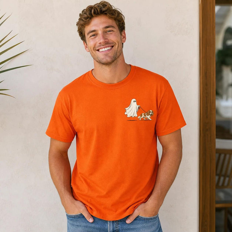 Personalized Dog Breed Halloween T-Shirt, Custom Ghost Walking Pet Top, Spooky Season Dog Mom Gift
