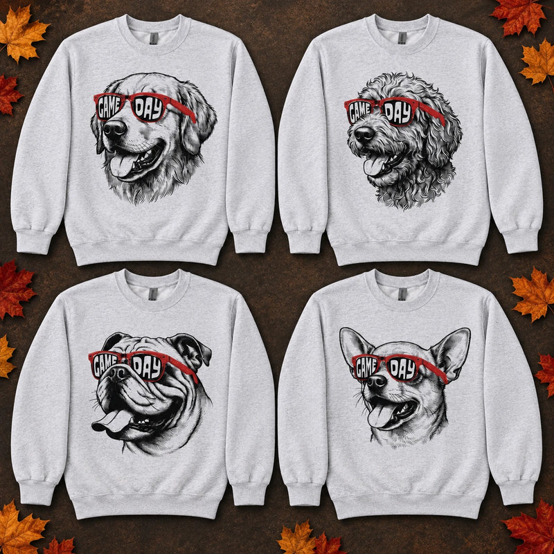 Personalized Dog Breed Sweatshirt, Custom Game Day Dog Shirt, Football Pet Lover Gift for Dog Mom Dad