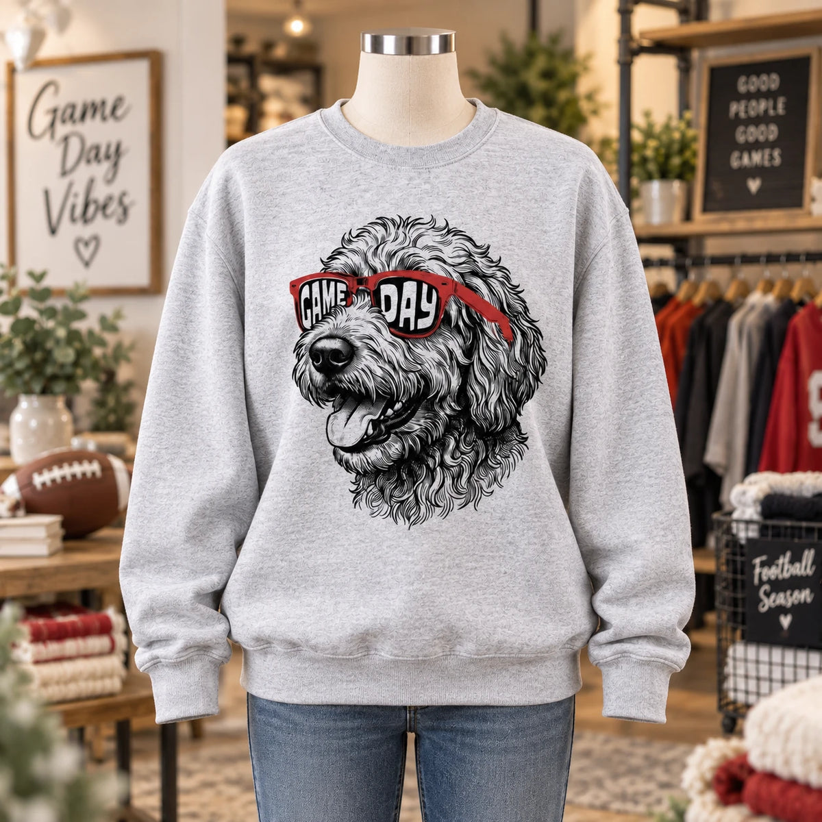 Personalized Dog Breed Sweatshirt, Custom Game Day Dog Shirt, Football Pet Lover Gift for Dog Mom Dad