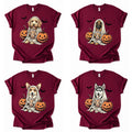 Personalized Dog Halloween T-Shirt, Custom Choose Your Dog Breed Ghost Boba Graphic, Spooky Pet Lover Gift