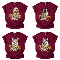 Personalized Dog Halloween T-Shirt, Custom Choose Your Dog Breed Ghost Boba Graphic, Spooky Pet Lover Gift