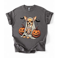 Personalized Dog Halloween T-Shirt, Custom Choose Your Dog Breed Ghost Boba Design, Cute Spooky Fall Pet Mom Dog Lover Gift