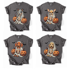 Personalized Dog Halloween T-Shirt, Custom Choose Your Dog Breed Ghost Boba Design, Cute Spooky Fall Pet Mom Dog Lover Gift