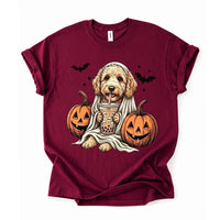 Personalized Dog Halloween T-Shirt, Custom Choose Your Dog Breed Ghost Boba Graphic, Spooky Pet Lover Gift