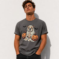 Personalized Dog Halloween T-Shirt, Custom Choose Your Dog Breed Ghost Boba Design, Cute Spooky Fall Pet Mom Dog Lover Gift