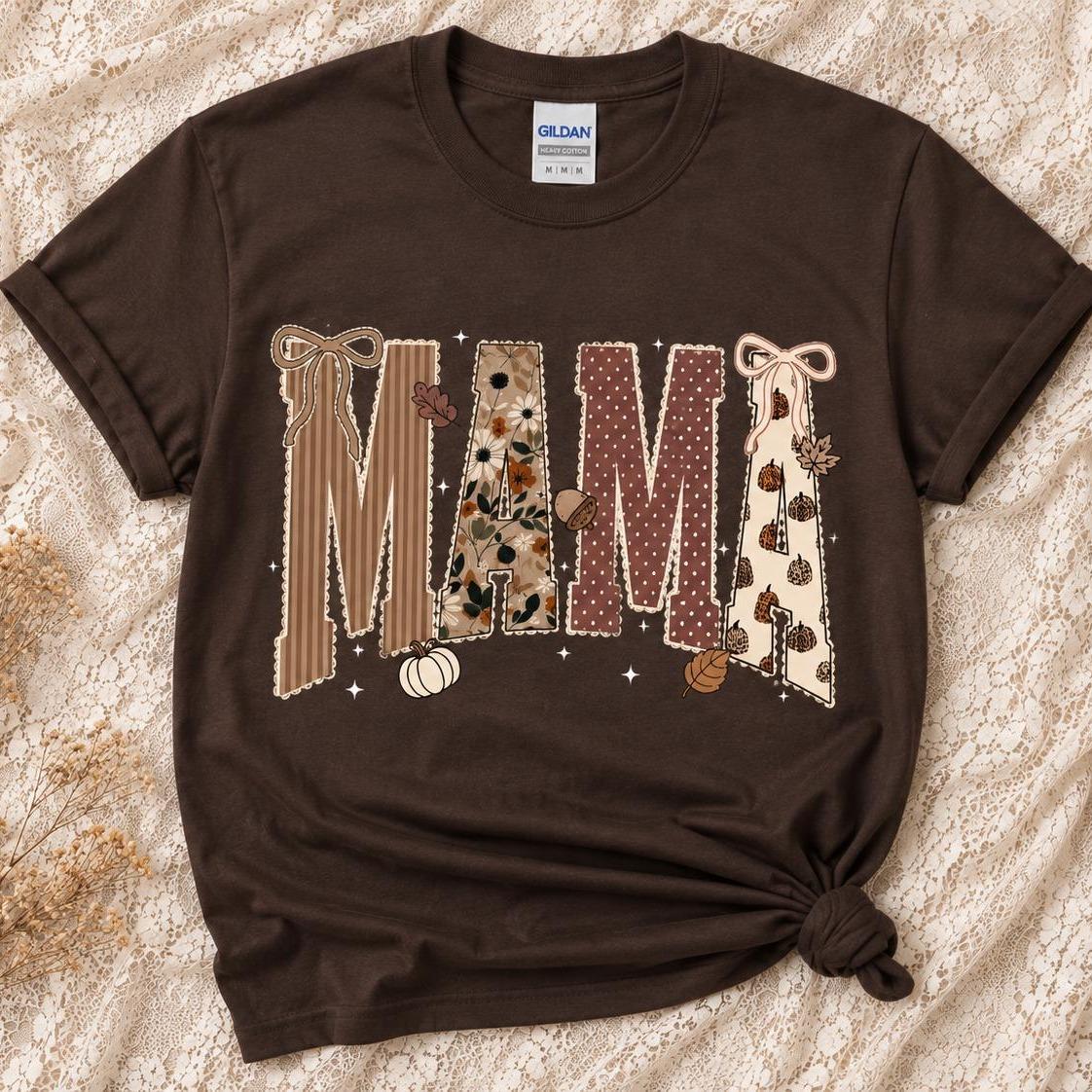 Personalized Fall Grandma Shirt Pumpkin Bow Floral Tee