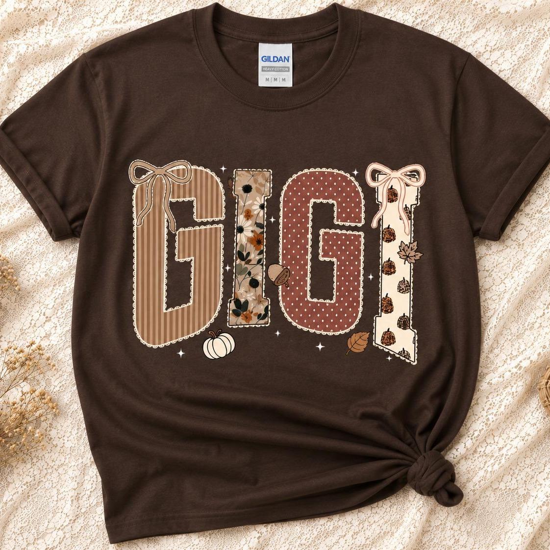 Personalized Fall Grandma Shirt Pumpkin Bow Floral Tee