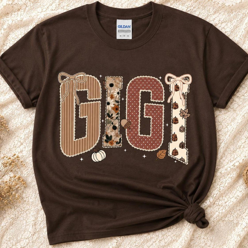 Personalized Fall Grandma Shirt Pumpkin Bow Floral Tee