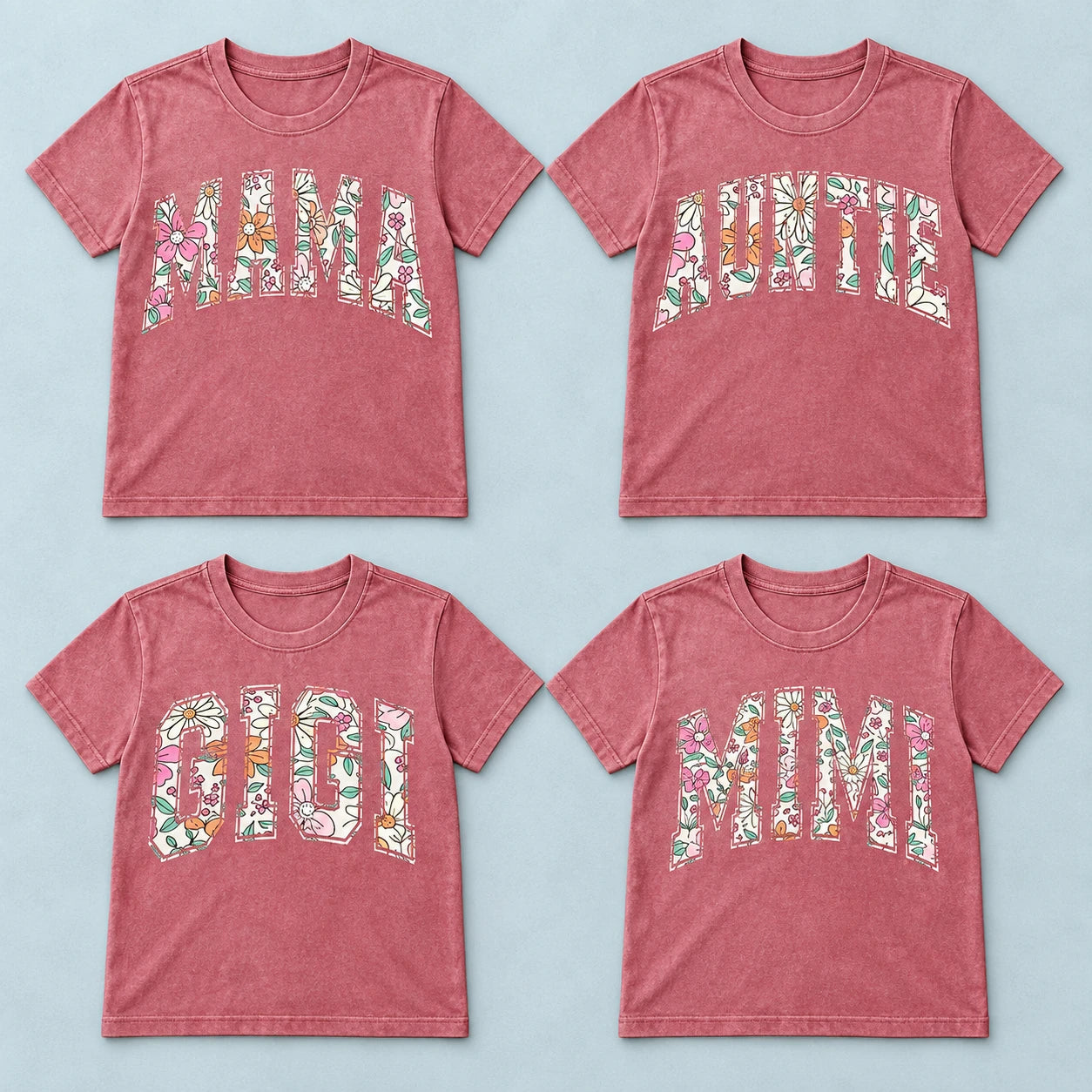 Personalized Family Name Floral Bow Shirt for Mom