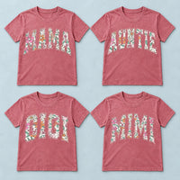Personalized Family Name Floral Bow Shirt for Mom