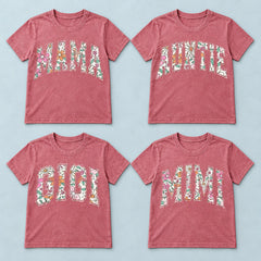 Personalized Family Name Floral Bow Shirt for Mom