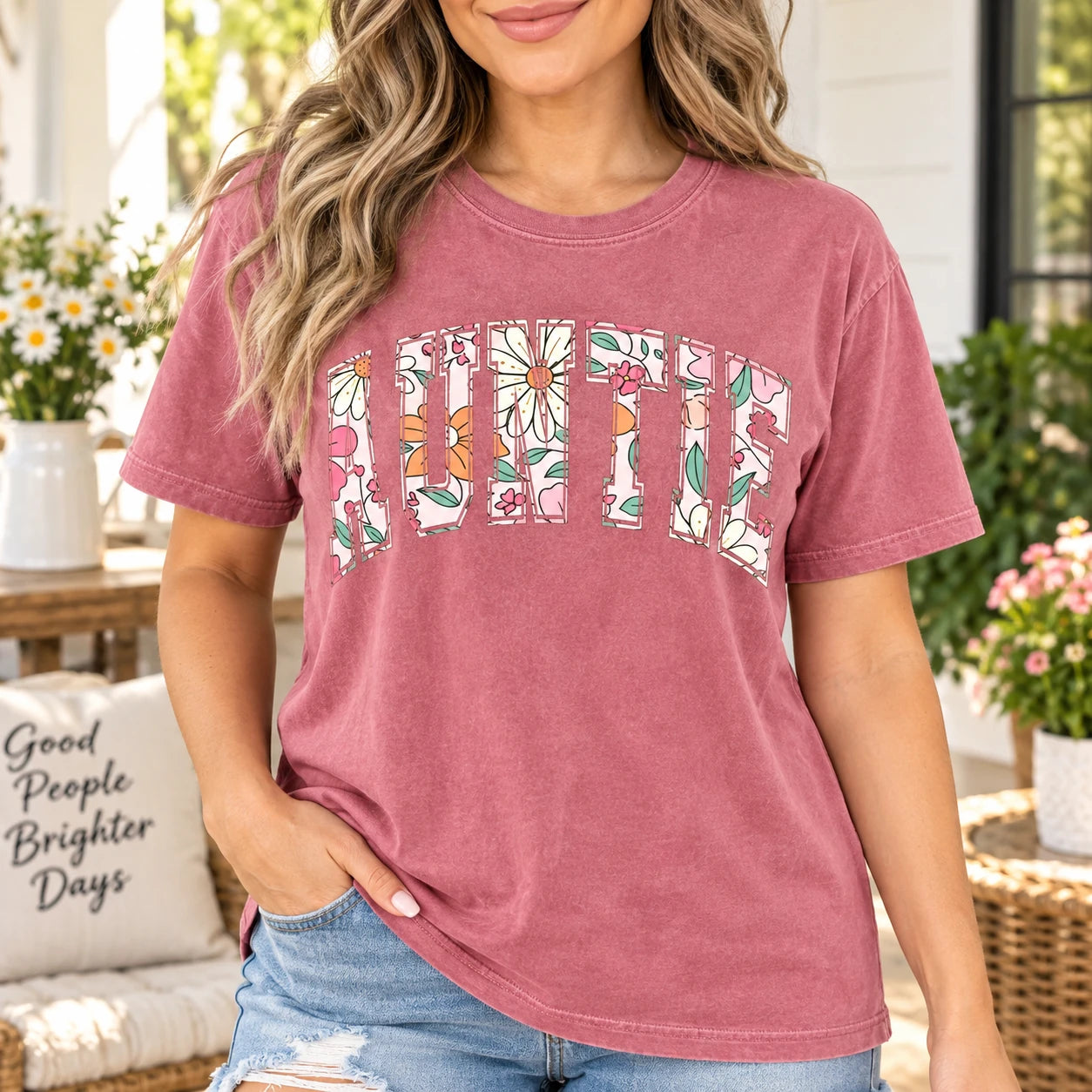 Personalized Family Name Floral Bow Shirt for Mom