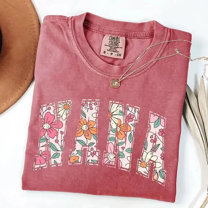 Personalized Family Name Floral Bow Shirt for Mom