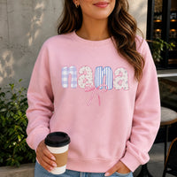 Personalized Family Name Sweatshirt, Custom Mama Mom Aunt Grandma Gigi Mimi Coquette Bow Floral Gift