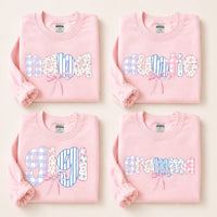 Personalized Family Name Sweatshirt, Custom Mama Mom Aunt Grandma Gigi Mimi Coquette Bow Floral Gift