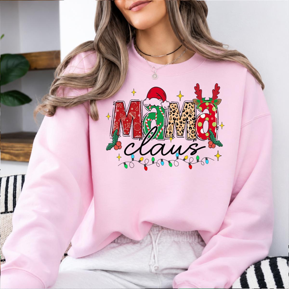 Personalized Family Title Christmas Claus Sweatshirt, Custom Choose Your Grandma Mom Auntie Nickname, Santa Reindeer Holiday Gift