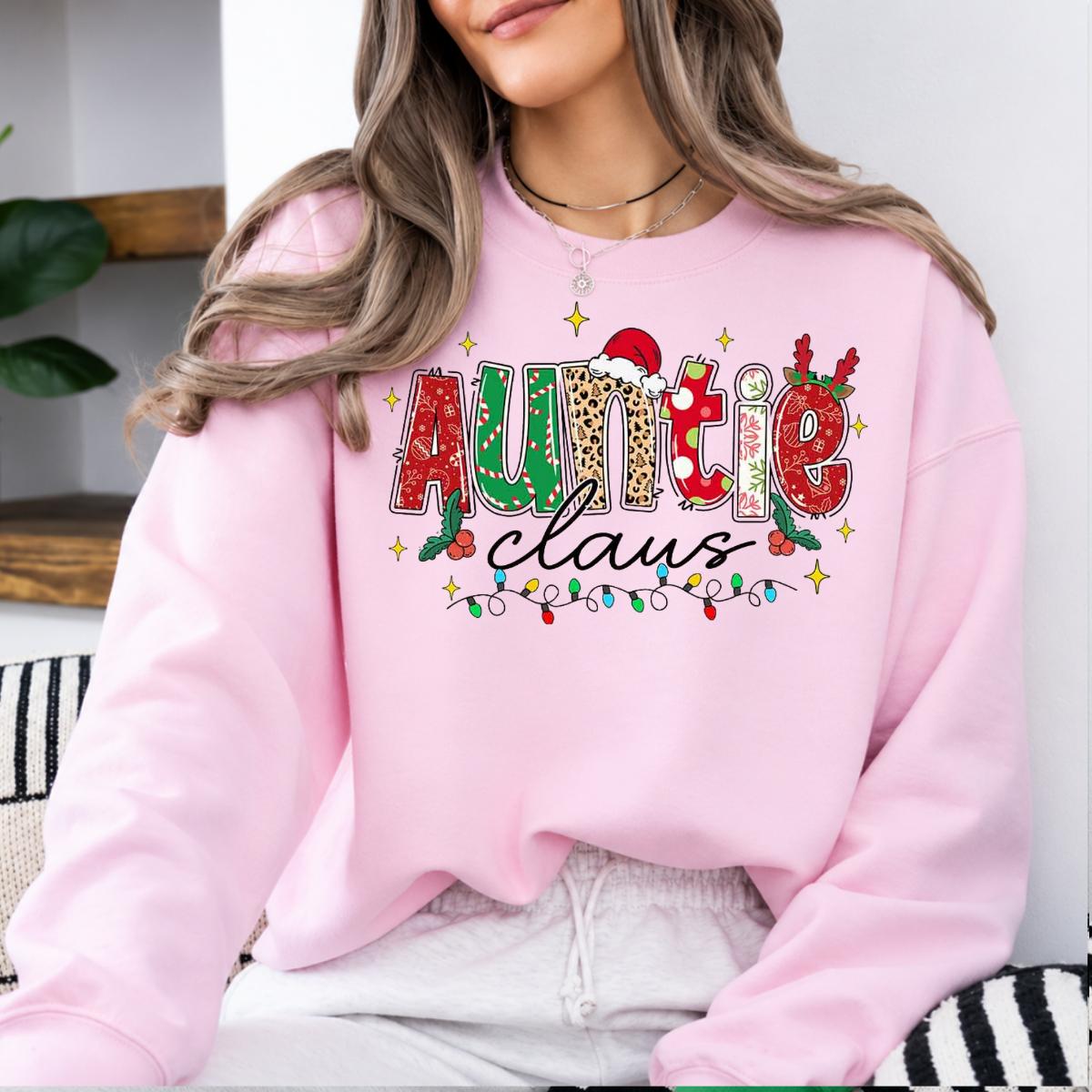 Personalized Family Title Christmas Claus Sweatshirt, Custom Choose Your Grandma Mom Auntie Nickname, Santa Reindeer Holiday Gift