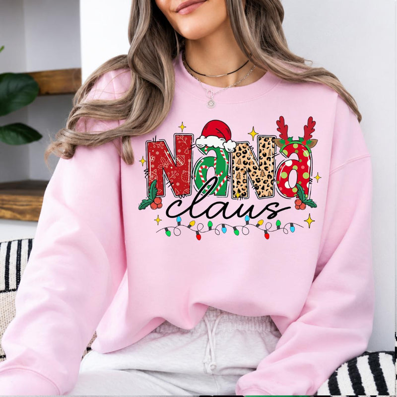 Personalized Family Title Christmas Claus Sweatshirt, Custom Choose Your Grandma Mom Auntie Nickname, Santa Reindeer Holiday Gift
