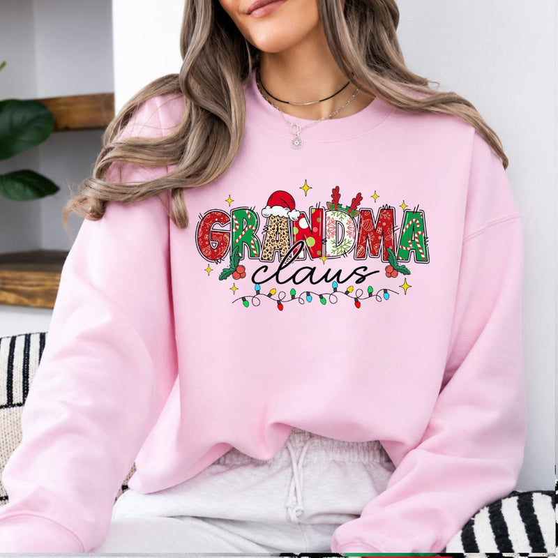 Personalized Family Title Christmas Claus Sweatshirt, Custom Choose Your Grandma Mom Auntie Nickname, Santa Reindeer Holiday Gift