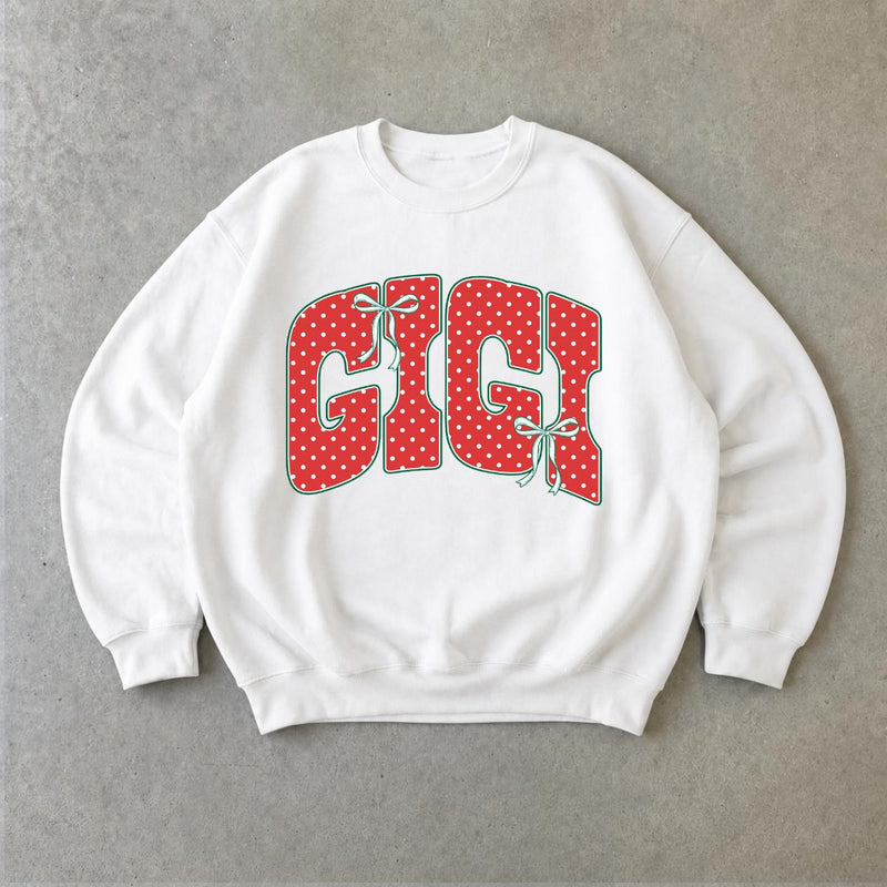 Personalized Family Title Coquette Bow Sweatshirt, Custom Choose Your Mama Nana Mimi Gigi Text, Mom Grandma Mother's Day Gift