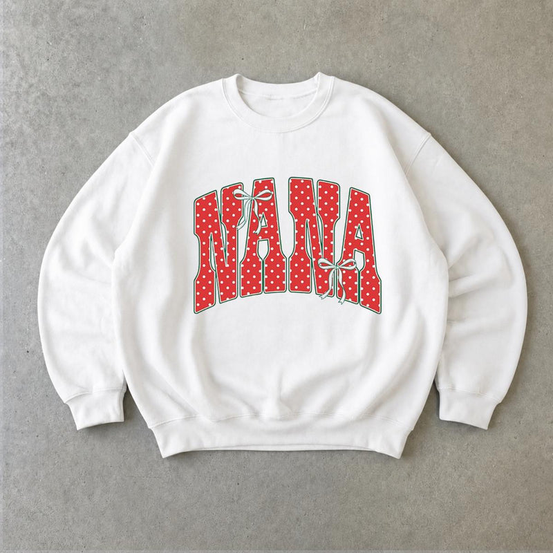 Personalized Family Title Coquette Bow Sweatshirt, Custom Choose Your Mama Nana Mimi Gigi Text, Mom Grandma Mother's Day Gift