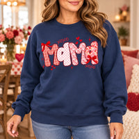 Personalized Family Title Valentine Sweatshirt, Custom Mama Grandma Nana Mimi Gigi or Any Chosen Name, Pink Red Coquette Heart Bow Design, Mother's Day Gift