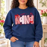 Personalized Family Title Valentine Sweatshirt, Custom Mama Grandma Nana Mimi Gigi or Any Chosen Name, Pink Red Coquette Heart Bow Design, Mother's Day Gift