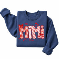 Personalized Family Title Valentine Sweatshirt, Custom Mama Grandma Nana Mimi Gigi or Chosen Name, Coquette Heart Design, Mother's Day Gift for Her