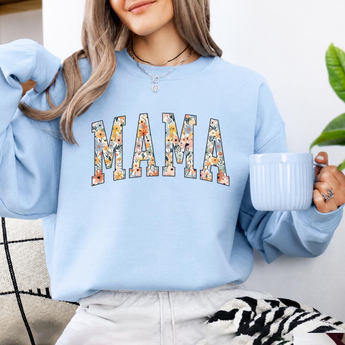 Personalized Floral Family Sweatshirt, Custom Choose Your Family Nickname Shirt, Mama Grandma Auntie Mimi Gigi Nonna Mom Gift