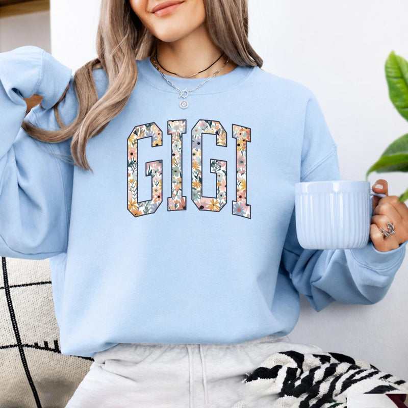 Personalized Floral Family Sweatshirt, Custom Choose Your Family Nickname Shirt, Mama Grandma Auntie Mimi Gigi Nonna Mom Gift