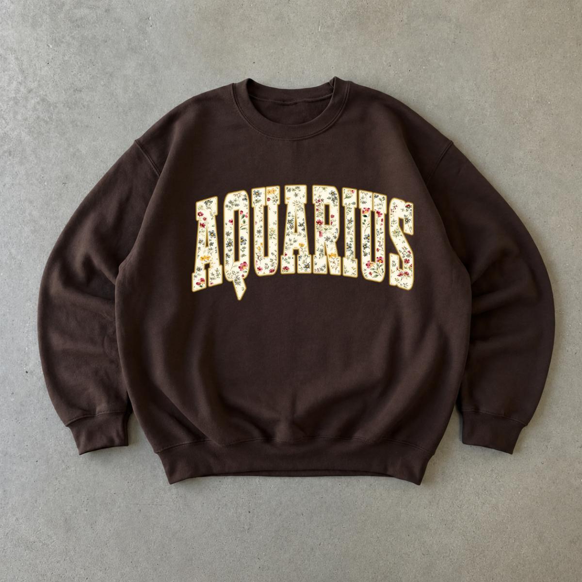 Personalized Floral Zodiac Sweatshirt, Custom Choose Your Horoscope Sign, Cute Retro Astrology Gift
