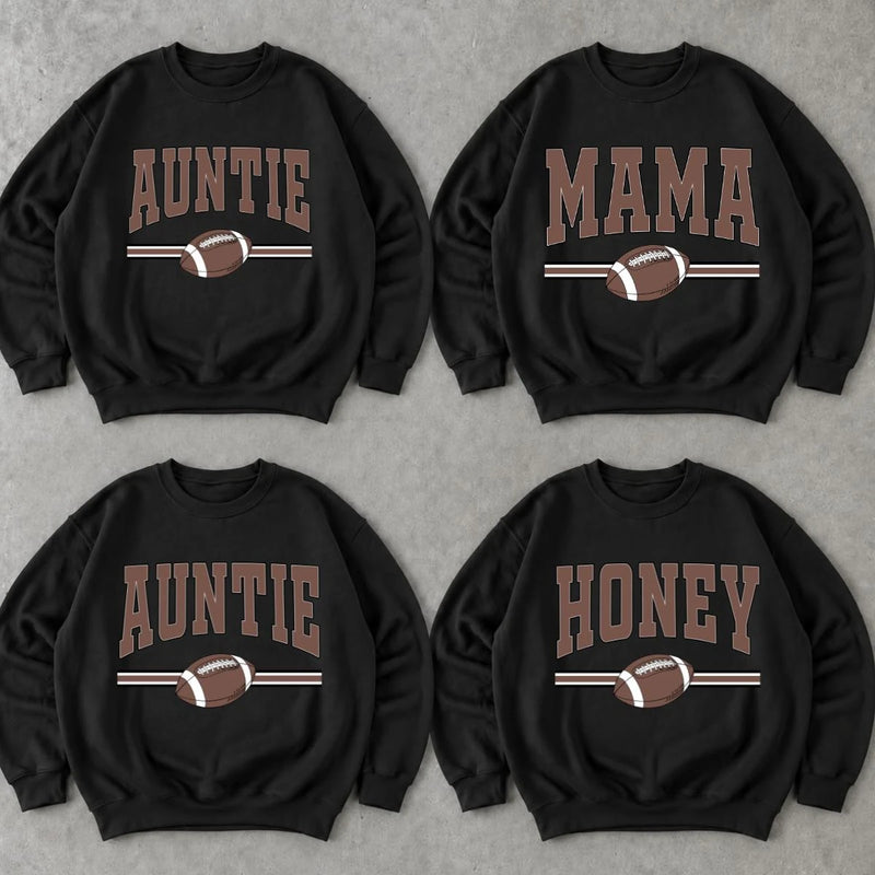 Personalized Football Family Sweatshirt, Custom Choose Your Title Mama Auntie Grandma, Game Day Mom Gift