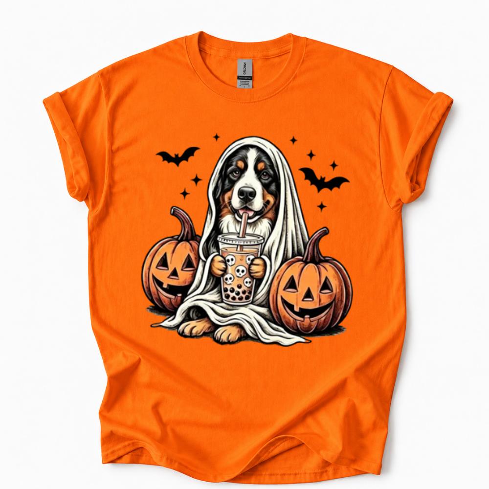 Personalized Ghost Dog Boba Halloween T-Shirt, Custom Choose Your Dog Breed 50+ Options, Cute Spooky Fall Pet Mom Gift