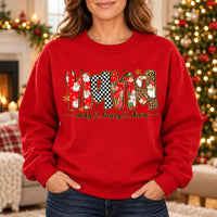Personalized Grandma Christmas Sweatshirt with Kids’ Names, Retro Santa Snowflake Family Title Gift