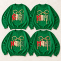 Personalized Grandma Christmas Sweatshirt, Custom Family Name Bow Holiday for Mimi Gigi Nana Mama Mom Aunt