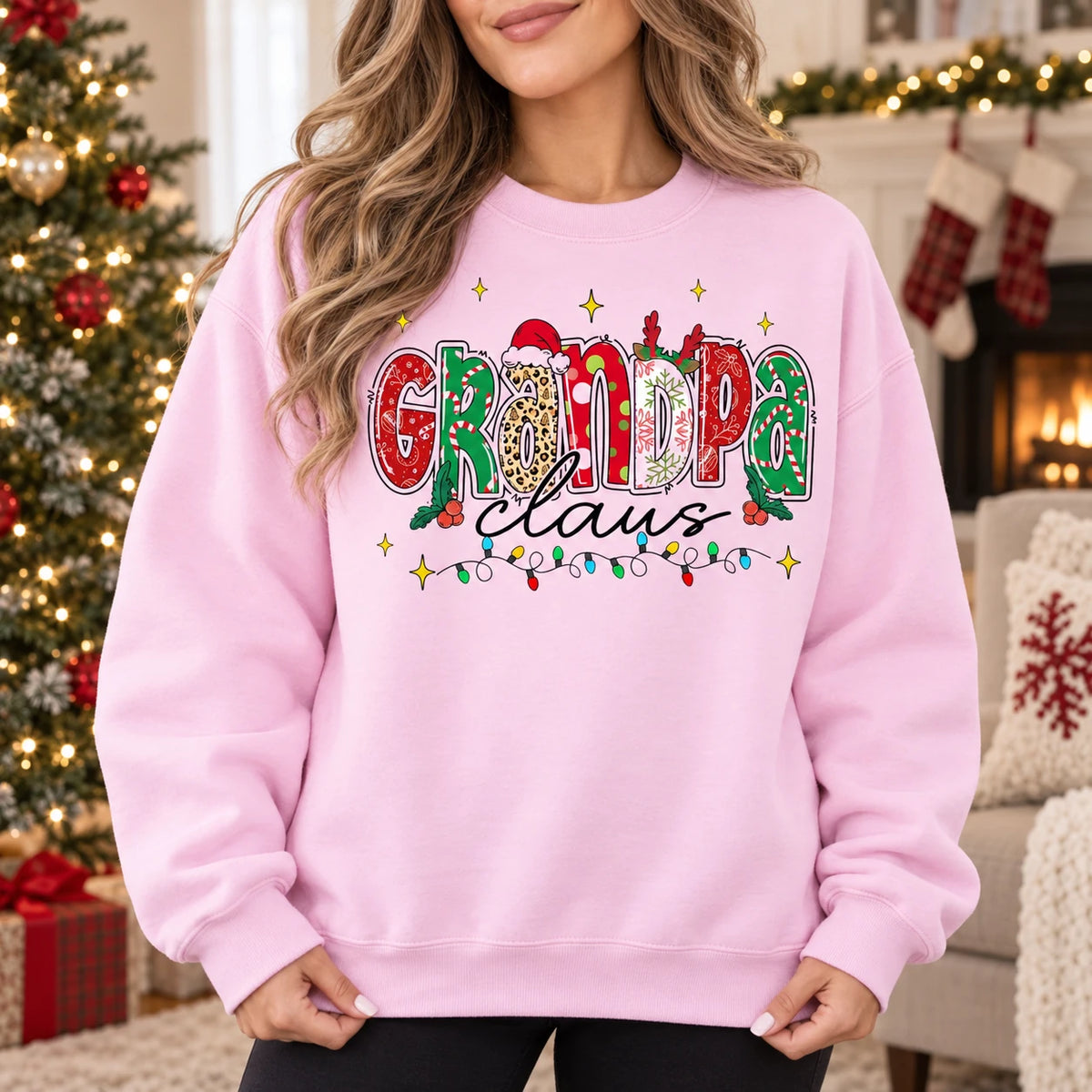 Personalized Grandma Christmas Sweatshirt Custom Family Title Claus Holiday Gift