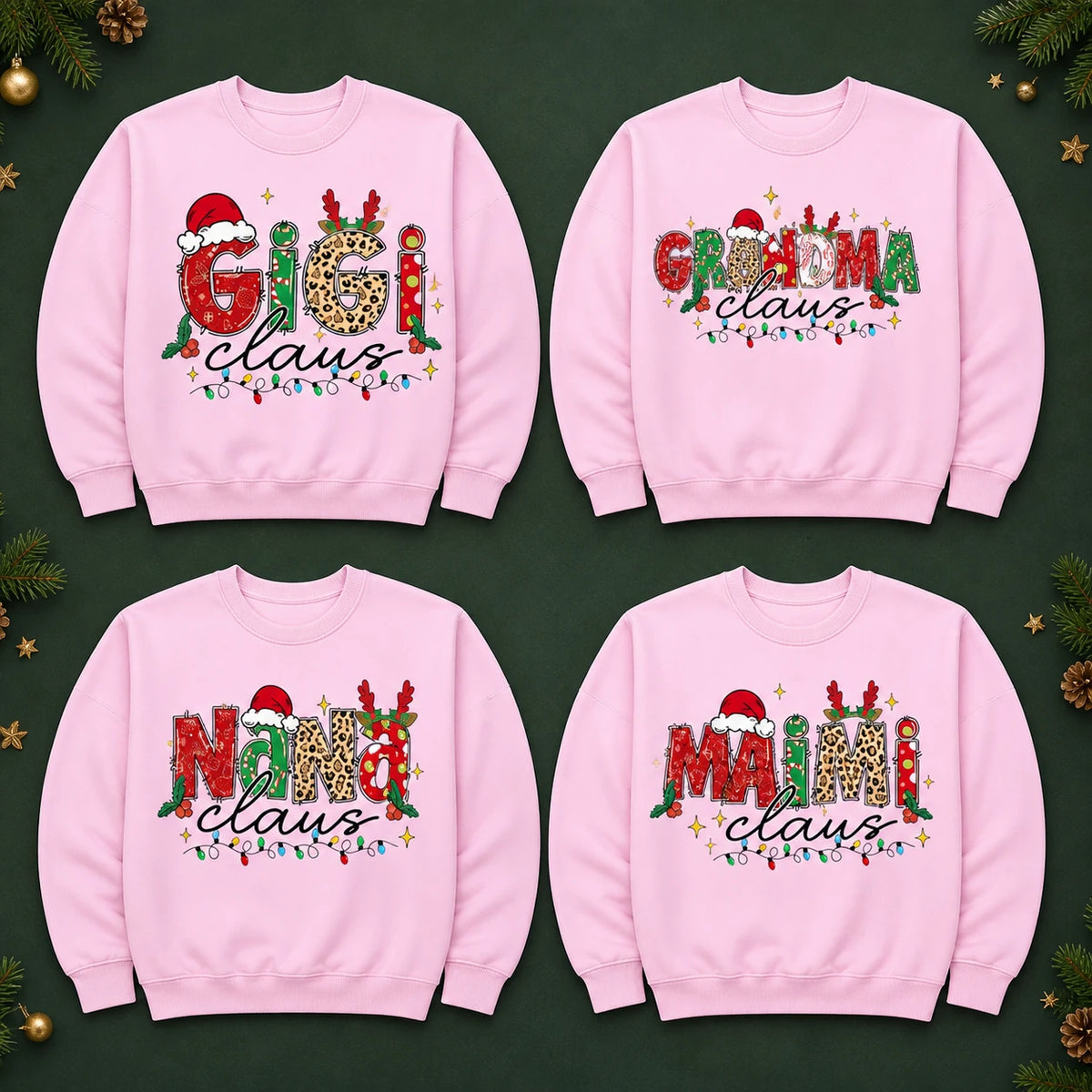 Personalized Grandma Christmas Sweatshirt Custom Family Title Claus Holiday Gift