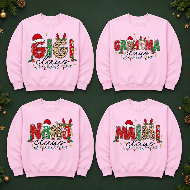 Personalized Grandma Christmas Sweatshirt Custom Family Title Claus Holiday Gift