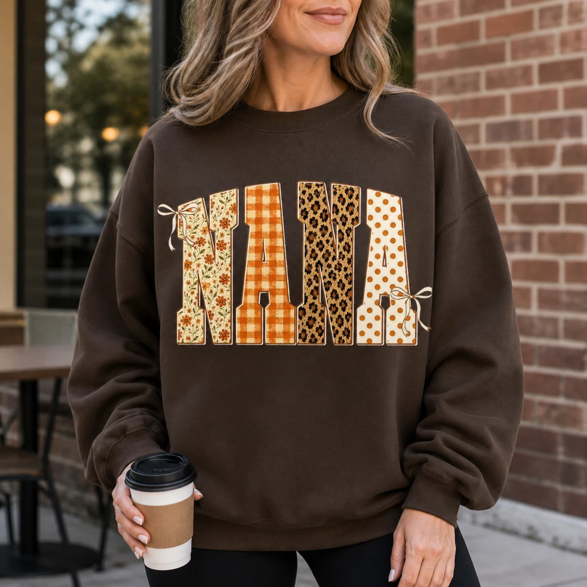Personalized Grandma Fall Sweatshirt, Custom Nana Mamaw Gigi Mama Nickname, Thanksgiving Gift for Grandma Women, Floral Gingham Leopard Autumn Style