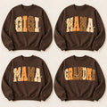 Personalized Grandma Fall Sweatshirt, Floral Gingham Leopard Nickname Letters, Thanksgiving Gift