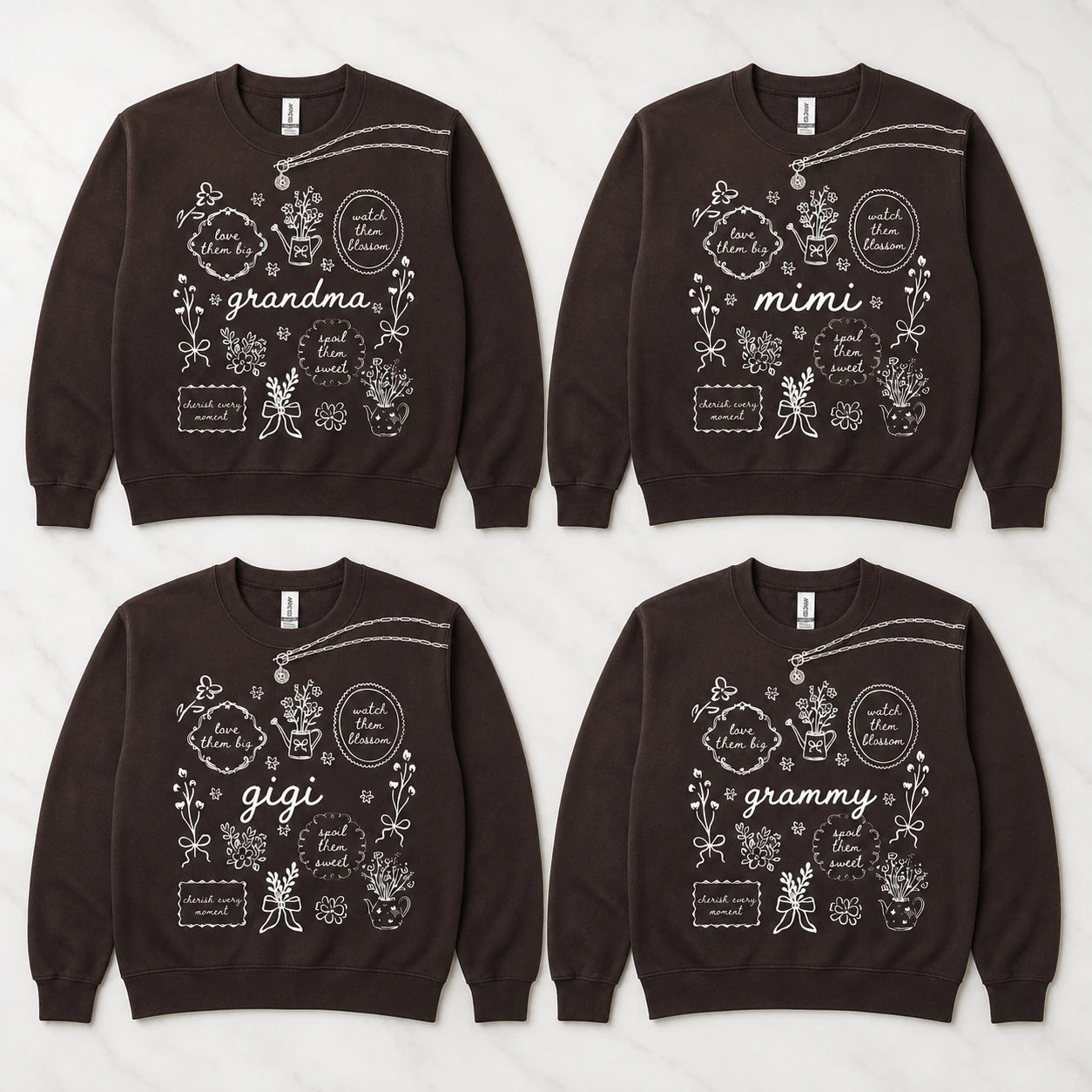 Personalized Grandma Floral Sweatshirt Love Them Big Watch Them Blossom Custom Nickname Nana Mimi Gigi Mamaw Grammy Mother's Day Gift Women Cottagecore Style