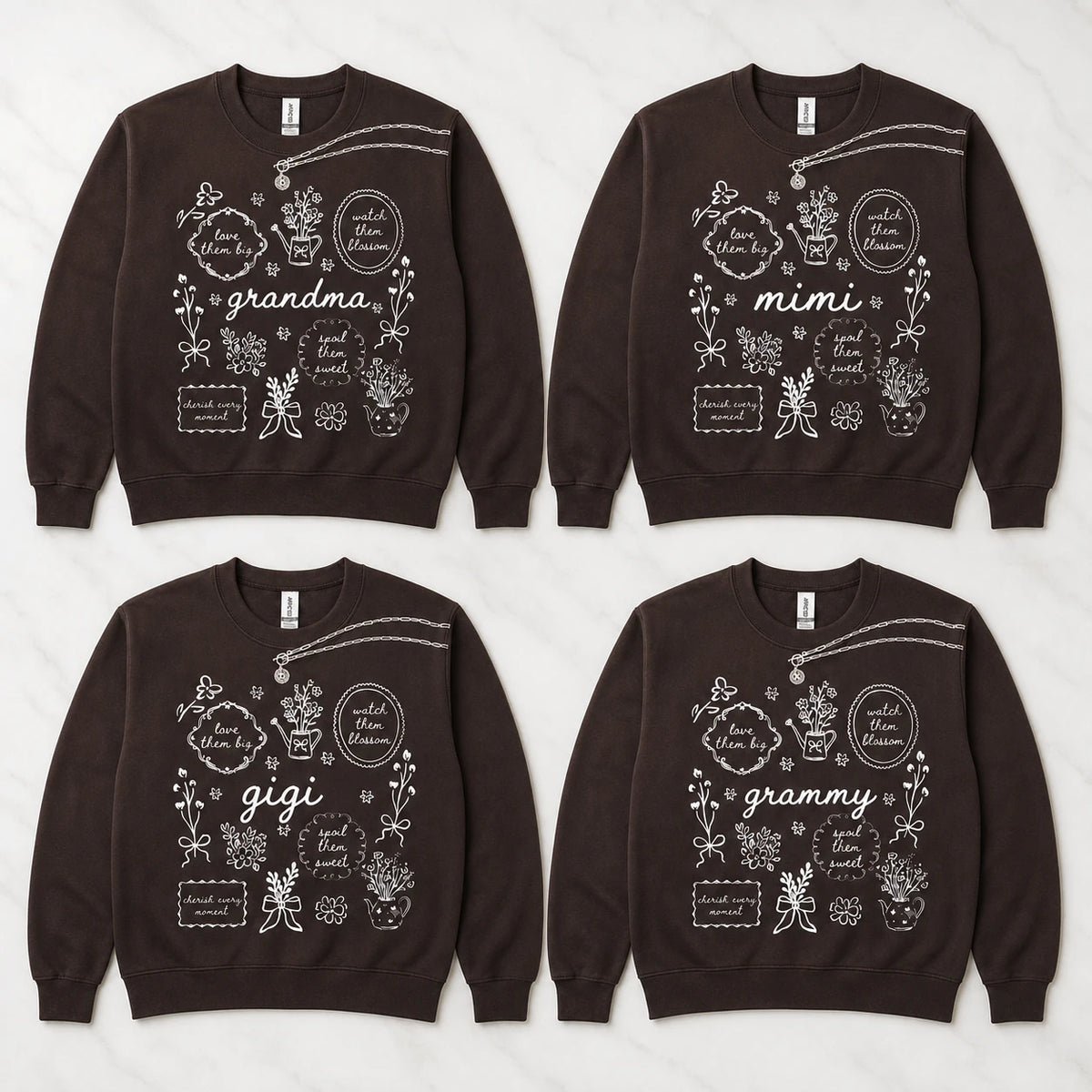 Personalized Grandma Floral Sweatshirt Love Them Big Watch Them Blossom Custom Nickname Nana Mimi Gigi Mamaw Grammy Mother's Day Gift Women Cottagecore Style