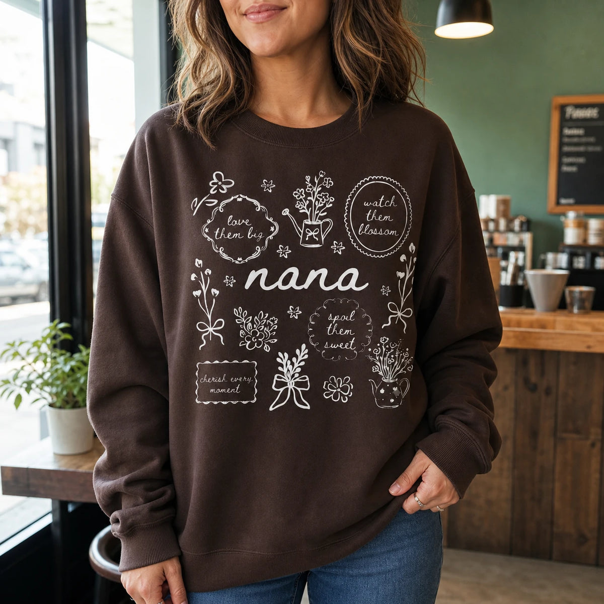 Personalized Grandma Floral Sweatshirt Love Them Big Watch Them Blossom Custom Nickname Nana Mimi Gigi Mamaw Grammy Mother's Day Gift Women Cottagecore Style