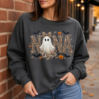Personalized Grandma Halloween Sweatshirt Leopard Ghost Custom Mimi Gigi Mama Nickname Fall Spooky Season Women Cute Style