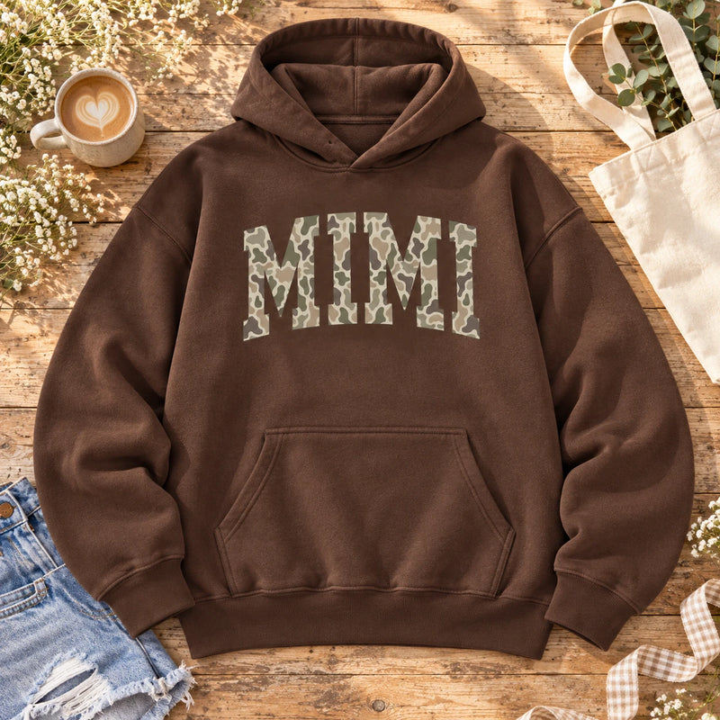 Personalized Grandma Hoodie, Custom Camo Varsity Family Name Pullover for Mama Nana Gigi Auntie or Custom Text Gift