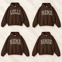 Personalized Grandma Hoodie, Custom Camo Varsity Family Name Pullover for Mama Nana Gigi Auntie or Custom Text Gift